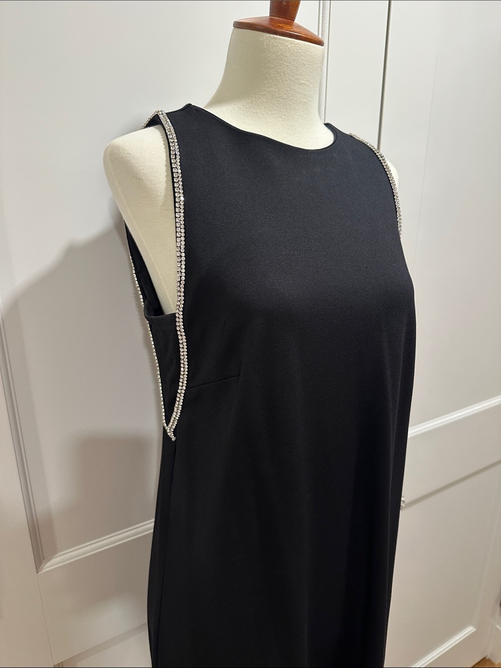 Loft Black Sleeveless Dress with Crystal Trim